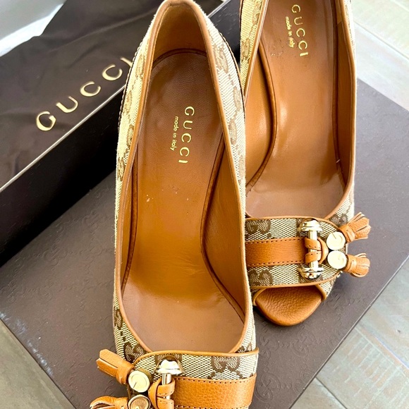 Gucci Horsebit Open Peep Toe Pump Heels Pump 35.5 - Picture 6 of 8